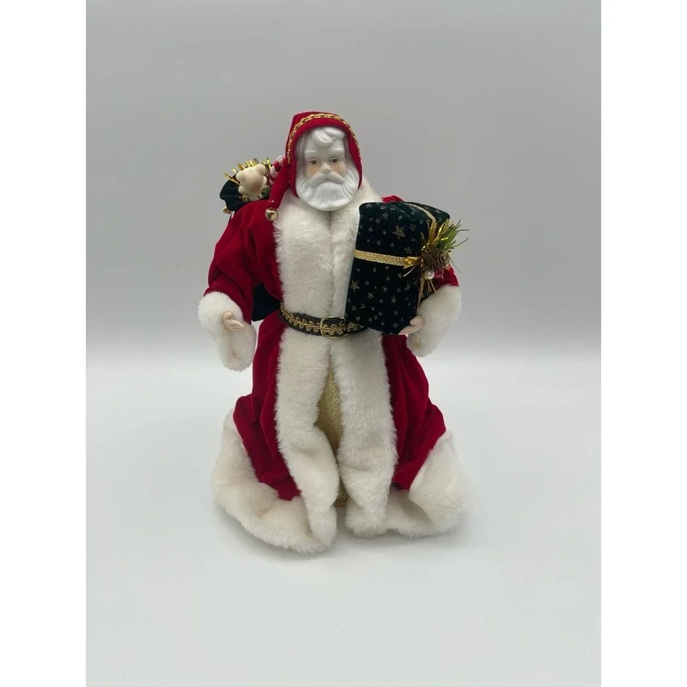 Roman Vintage Santa Claus Porcelain Tree Topper Table Decor Red Velvet 12345